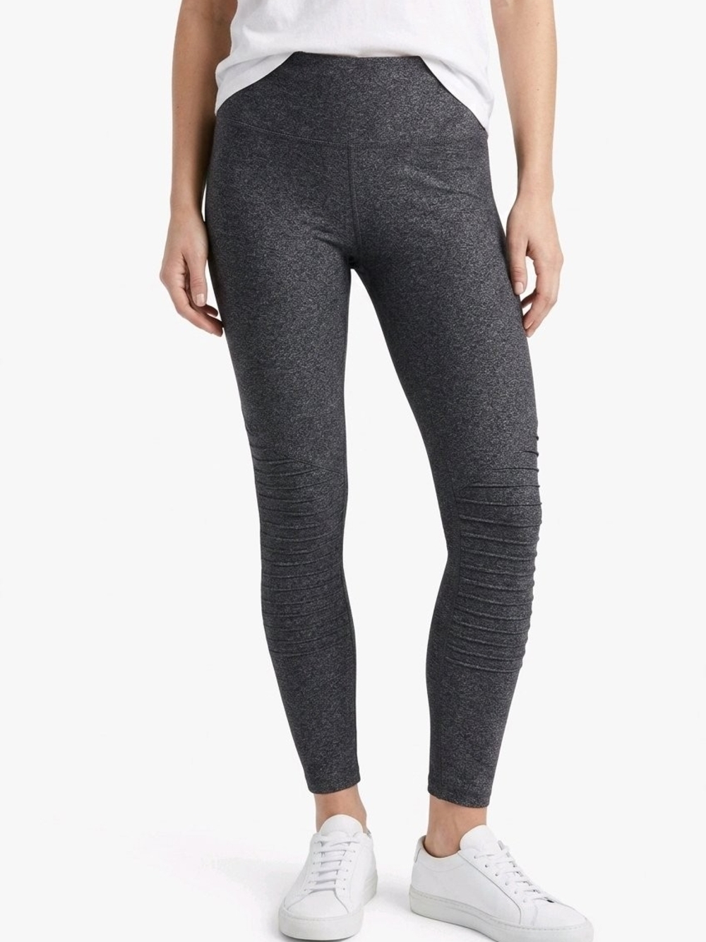 High-Rise Dark Gray Moto Rib Leggings